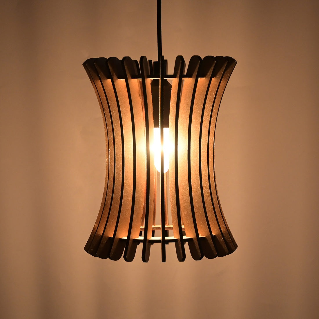 Wooden Pendant Light for Living Room, Dining Room & Bedroom | Modern Hanging Ceiling Lamp (20 x 20 x 108 cm)