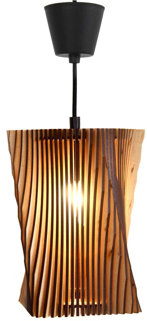 Wooden Pendant Light for Living Room | Modern Hanging Ceiling Lamp 26cm | Decorative Wooden Chandelier for Home & Café
