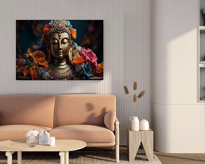 Buddha Paintings For Wall Decoration With Frame Canvas Painting For Living Room bedroom Home Office & Hotels (22 inch x 16 inch CH-BD-LDP15)