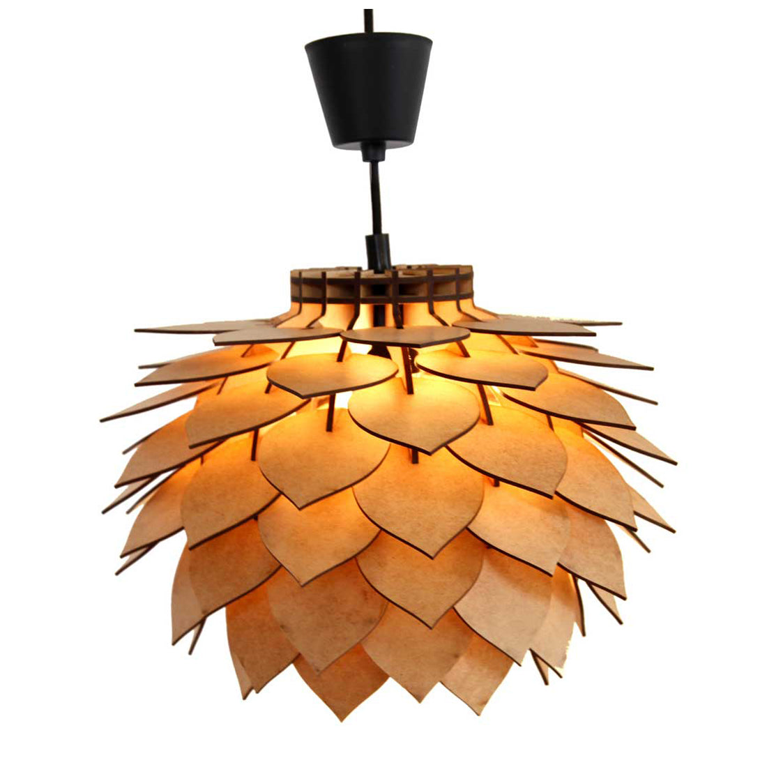 Wooden Pendant Light for Ceiling – Modern Hanging Light Fixture for Living Room, Dining Room & Bedroom (29 x 29 x 140 cm)