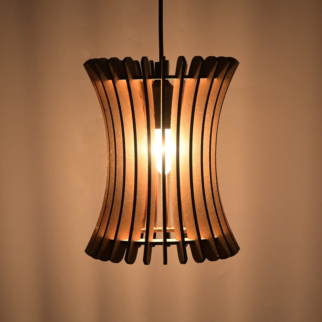 Wooden Pendant Light for Living Room, Dining Room & Bedroom | Modern Hanging Ceiling Lamp (20 x 20 x 108 cm)