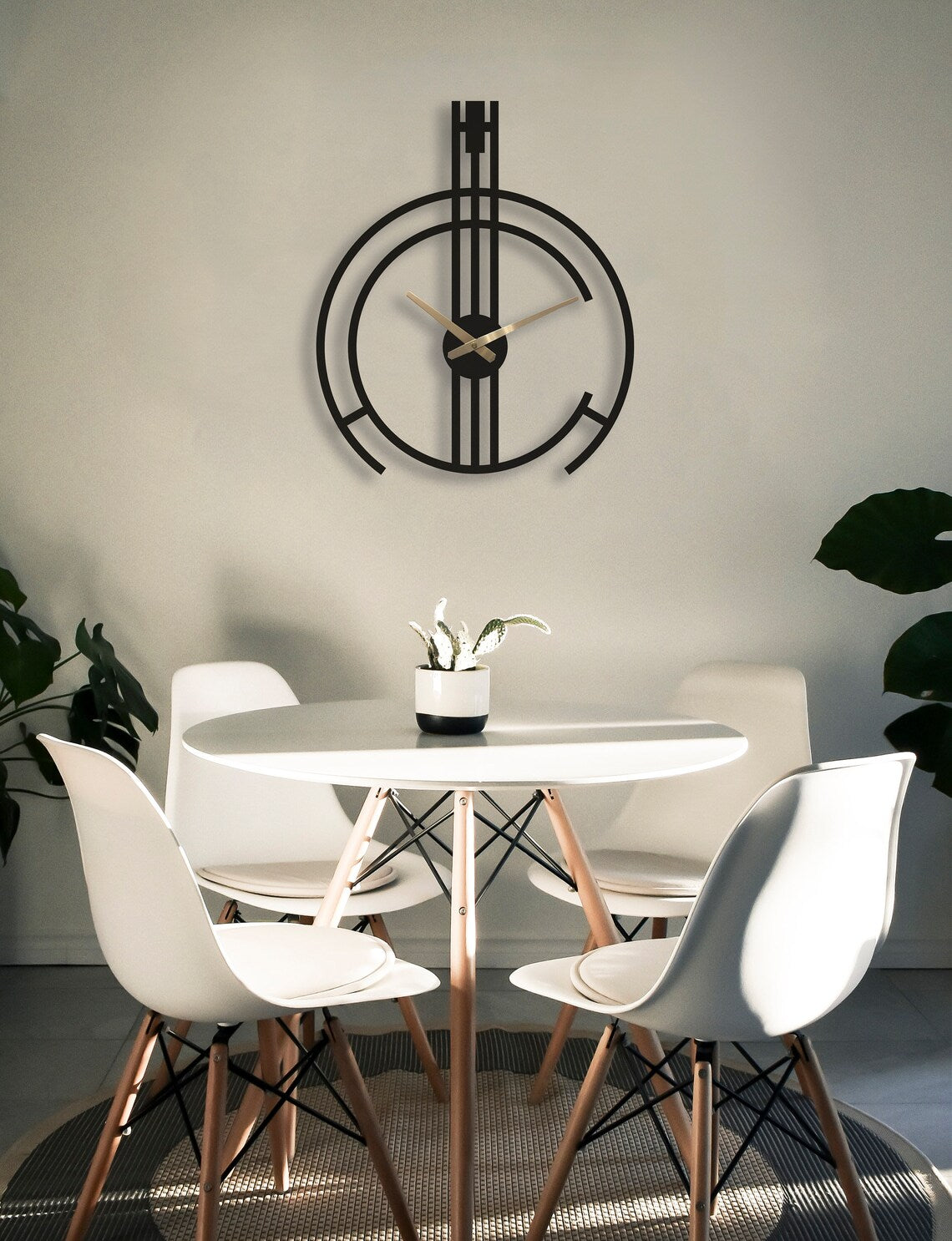 Modern Metal Wall Clock 38x47 cm – Stylish Black & Gold Designer Wall Clock for Living Room, Bedroom & Office