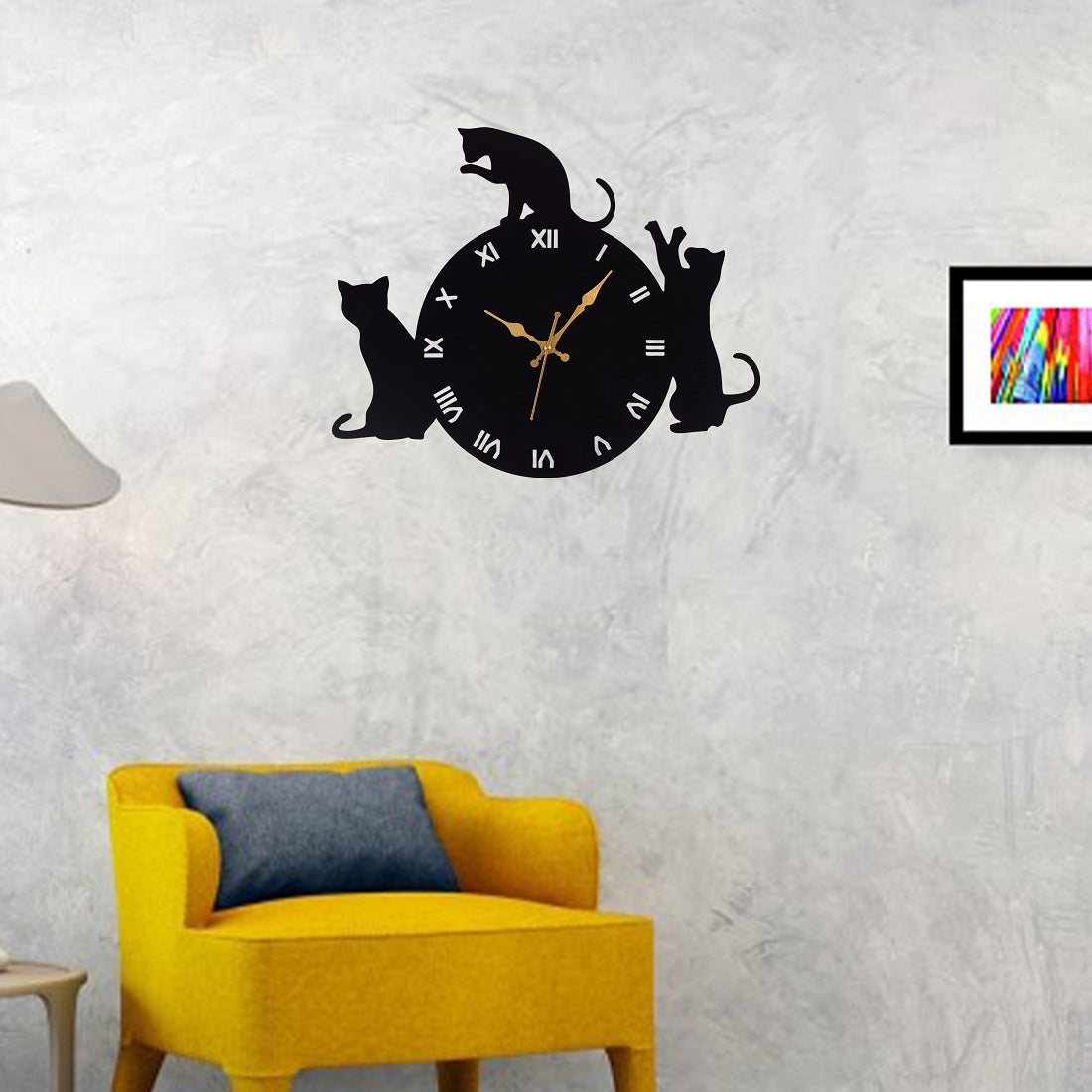 Cat Design Wall Clock – 44x36 cm Decorative Wall Clock for Living Room, Bedroom & Home Décor