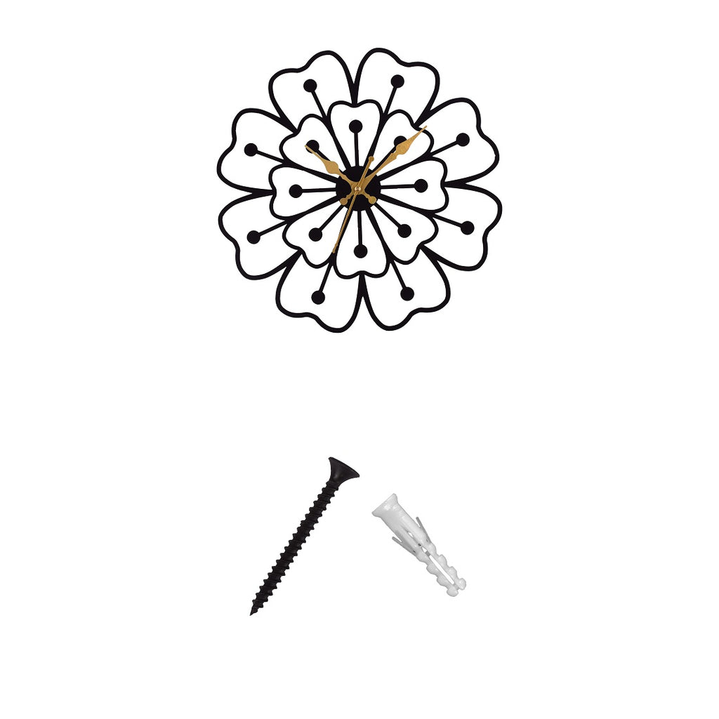 Flower Design Metal Wall Clock 39 cm – Decorative Modern Wall Clock for Living Room, Bedroom & Office