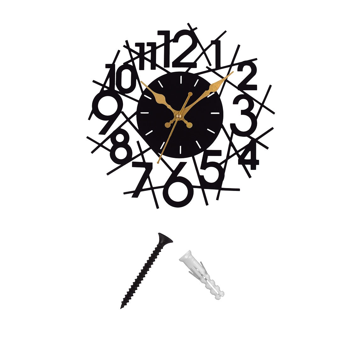 Modern Black Designer Wall Clock – 39 cm Metal Wall Clock for Living Room, Bedroom & Office Home Décor