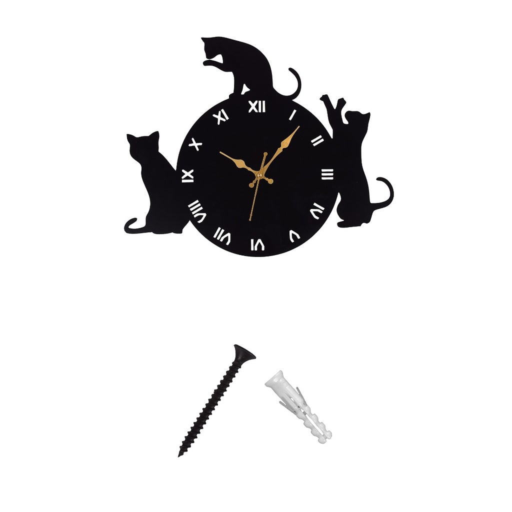 Cat Design Wall Clock – 44x36 cm Decorative Wall Clock for Living Room, Bedroom & Home Décor