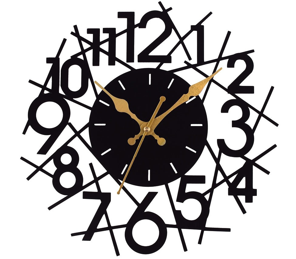 Modern Black Designer Wall Clock – 39 cm Metal Wall Clock for Living Room, Bedroom & Office Home Décor