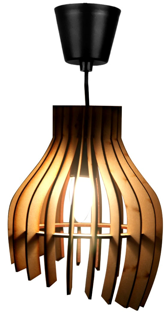 Wooden Pendant Light for Living Room, Bedroom & Dining | Modern Hanging Ceiling Lamp (31 x 22 cm)