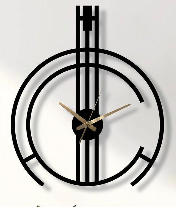 Modern Metal Wall Clock 38x47 cm – Stylish Black & Gold Designer Wall Clock for Living Room, Bedroom & Office