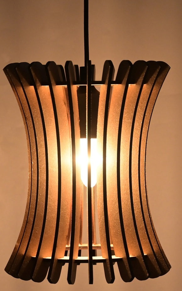 Wooden Pendant Light for Living Room, Dining Room & Bedroom | Modern Hanging Ceiling Lamp (20 x 20 x 108 cm)