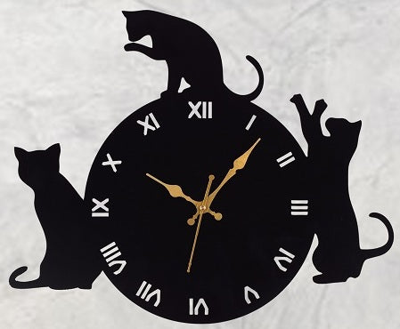 Cat Design Wall Clock – 44x36 cm Decorative Wall Clock for Living Room, Bedroom & Home Décor