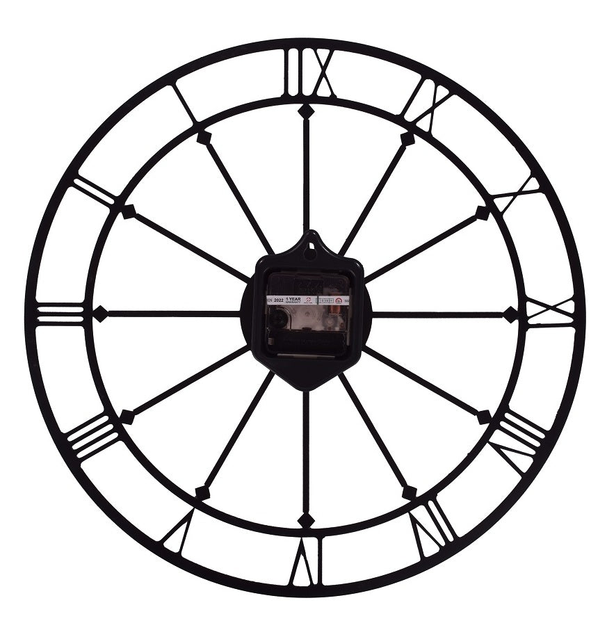 Roman Numeral Metal Wall Clock 39 cm – Black & Gold Vintage Wall Clock for Home, Living Room, Office & Café Decoration