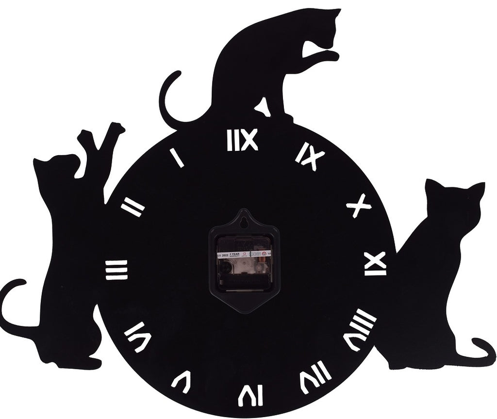 Cat Design Wall Clock – 44x36 cm Decorative Wall Clock for Living Room, Bedroom & Home Décor