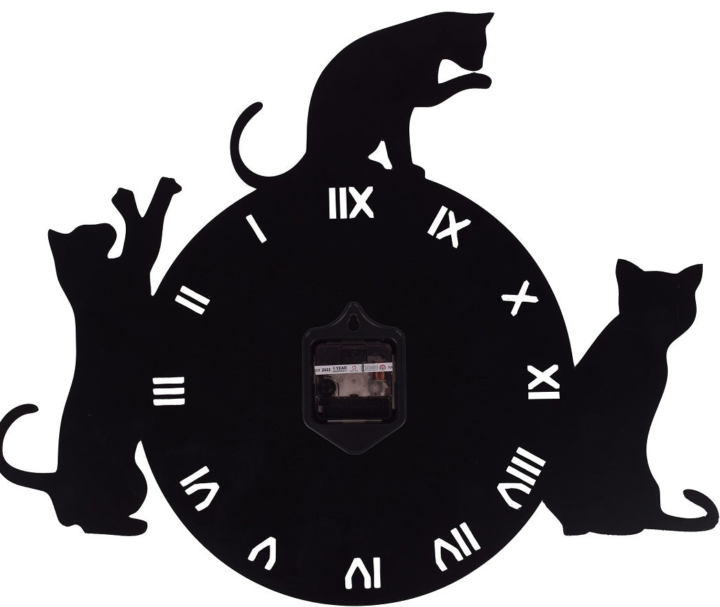 Cat Design Wall Clock – 44x36 cm Decorative Wall Clock for Living Room, Bedroom & Home Décor