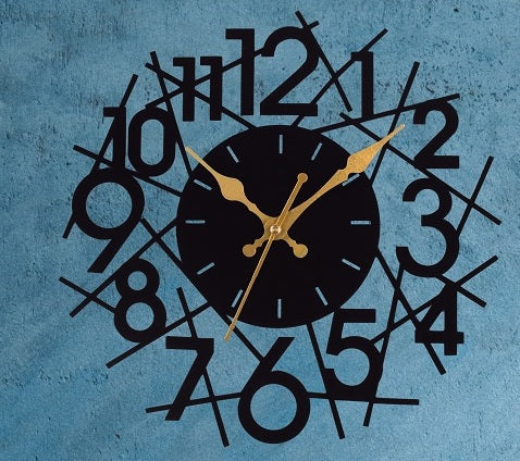 Modern Black Designer Wall Clock – 39 cm Metal Wall Clock for Living Room, Bedroom & Office Home Décor