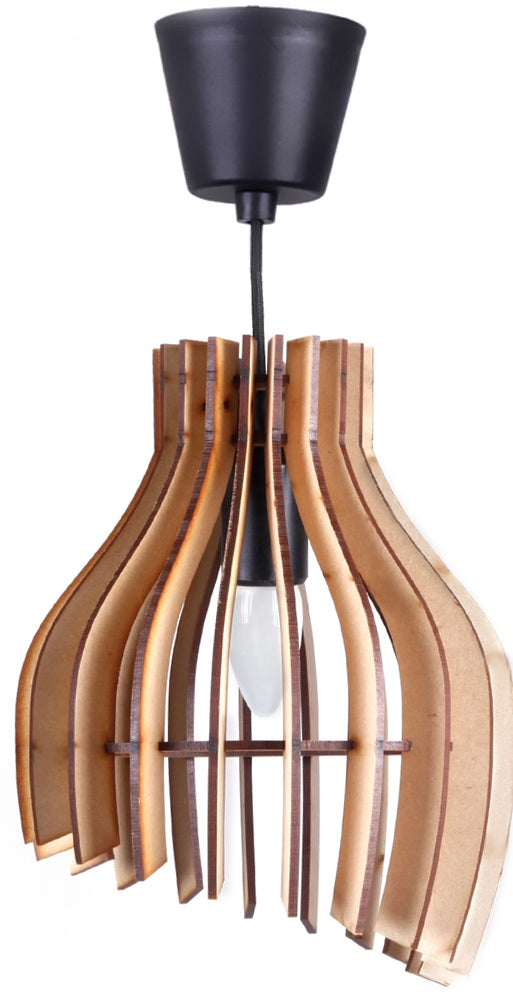 Wooden Pendant Light for Living Room, Bedroom & Dining | Modern Hanging Ceiling Lamp (31 x 22 cm)