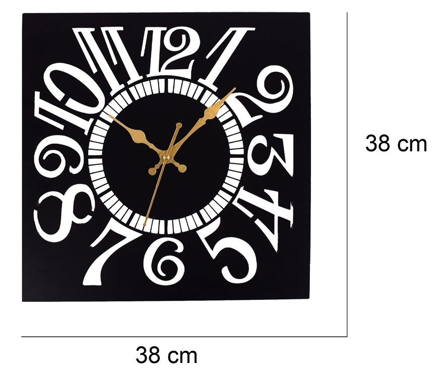 Metal Wall Clock 39 cm– Stylish Black Decorative Wall Clock for Home, Living Room & Office Décor