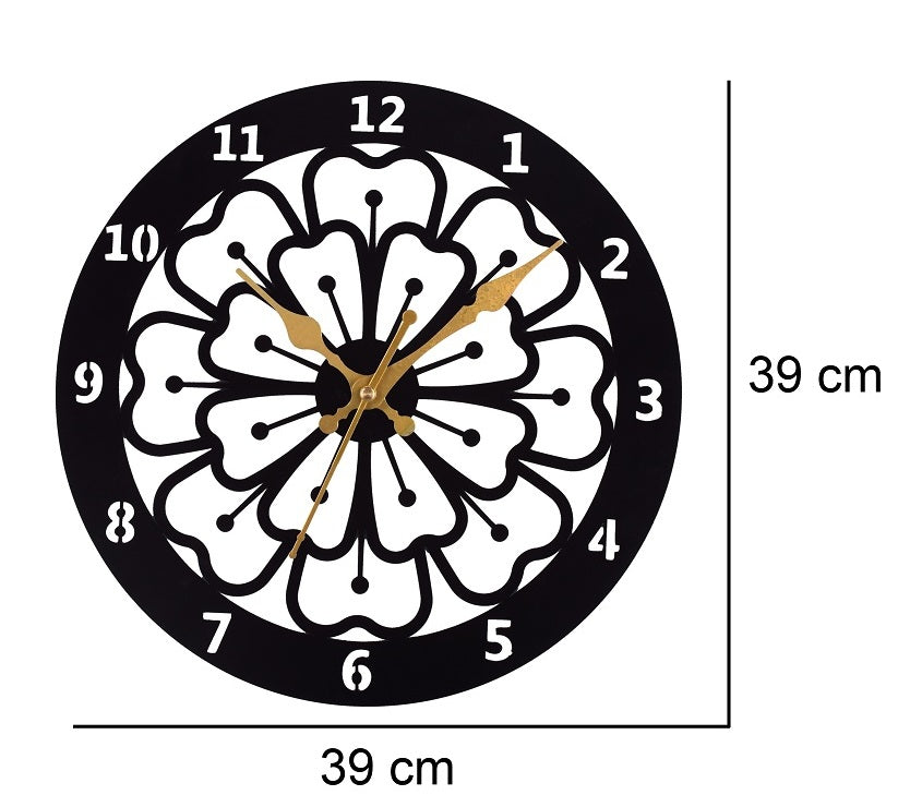 39 cm Metal Wall Clock – Stylish Black Decorative Wall Clock for Home, Living Room & Office Décor