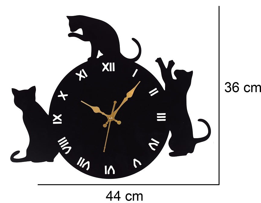 Cat Design Wall Clock – 44x36 cm Decorative Wall Clock for Living Room, Bedroom & Home Décor