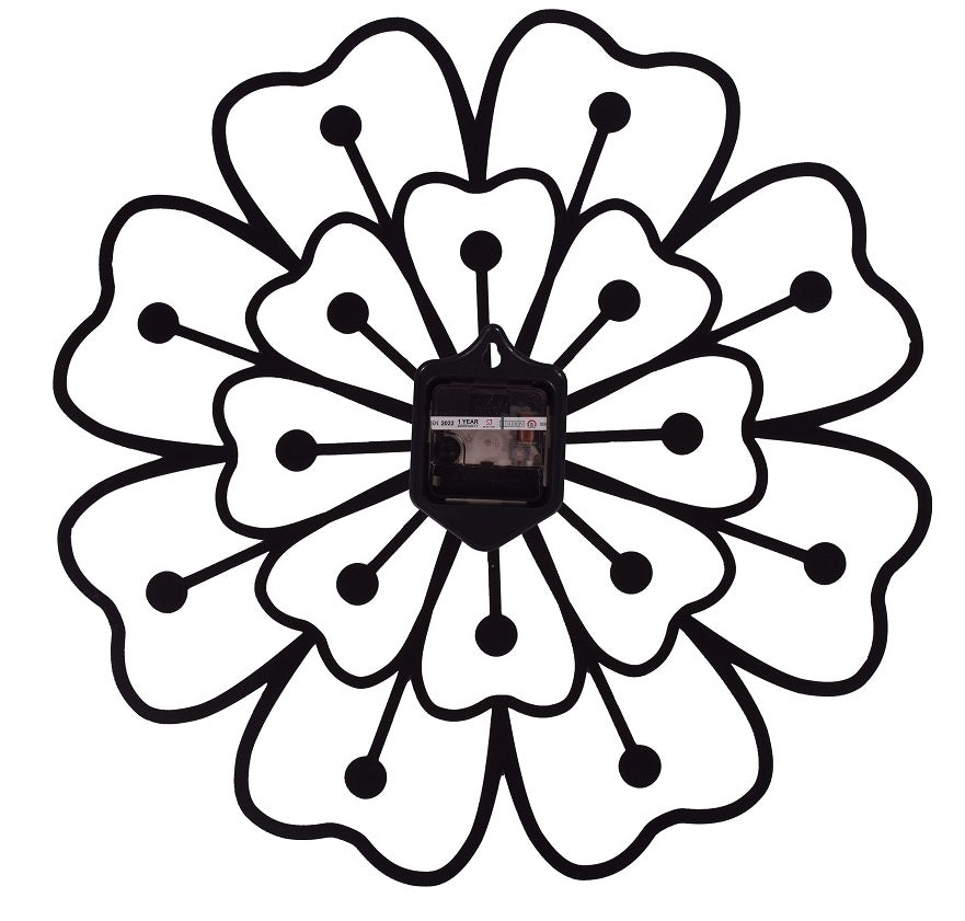 Flower Design Metal Wall Clock 39 cm – Decorative Modern Wall Clock for Living Room, Bedroom & Office