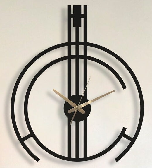 Modern Metal Wall Clock 38x47 cm – Stylish Black & Gold Designer Wall Clock for Living Room, Bedroom & Office