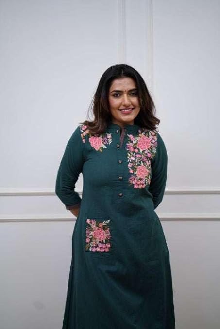 Women's Cotton Printed Straight Kurti with Pant