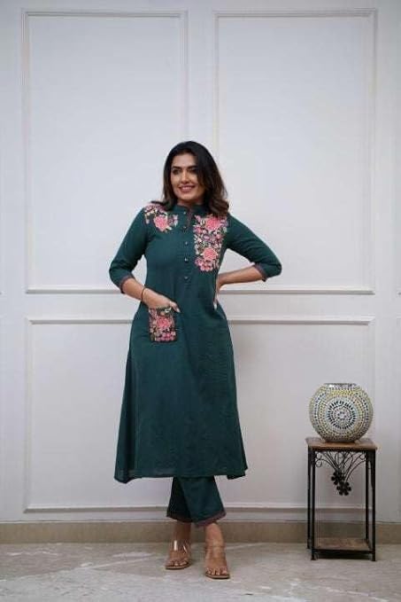Women's Cotton Printed Straight Kurti with Pant