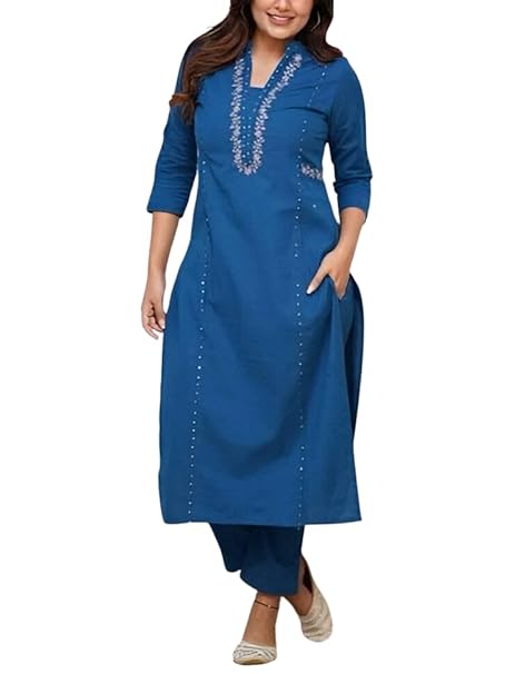 Women's Cotton Printed Straight Kurti with Pant Set