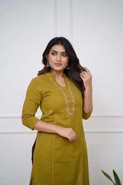 Women's Cotton Printed Straight Kurti with Pant Set