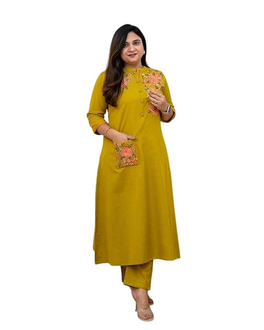 Women's Cotton Printed Straight Kurti with Pant