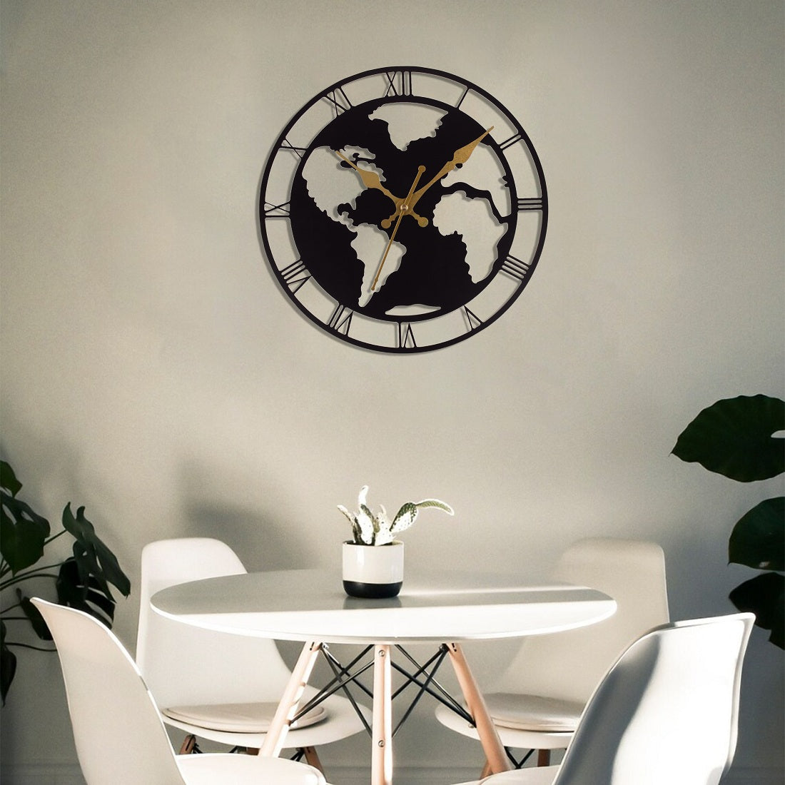 World Map Wall Clock 38 CM – Stylish Metal Wall Clock for Living Room, Office & Home Décor