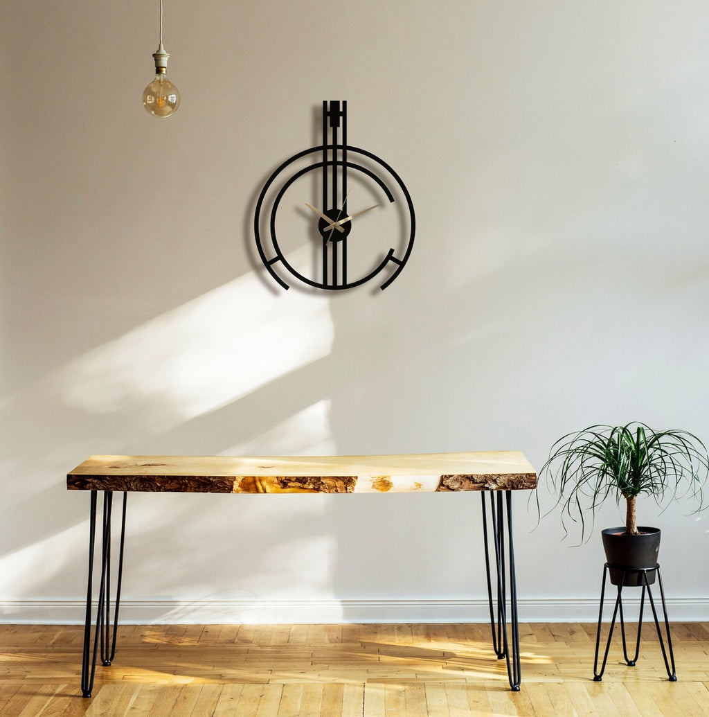 Modern Metal Wall Clock 38x47 cm – Stylish Black & Gold Designer Wall Clock for Living Room, Bedroom & Office