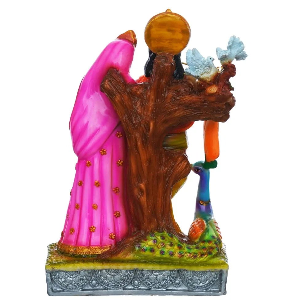 Radha Krishna Idol – 12 Inch Murti with Peacock for Home Temple, Puja & Decoration