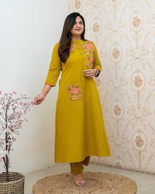 Women's Cotton Printed Straight Kurti with Pant