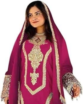 Women's Chinon Silk Embroidery Straight Kashmiri Salwar Suit with Dupatta | Elegant Ethnic Wear