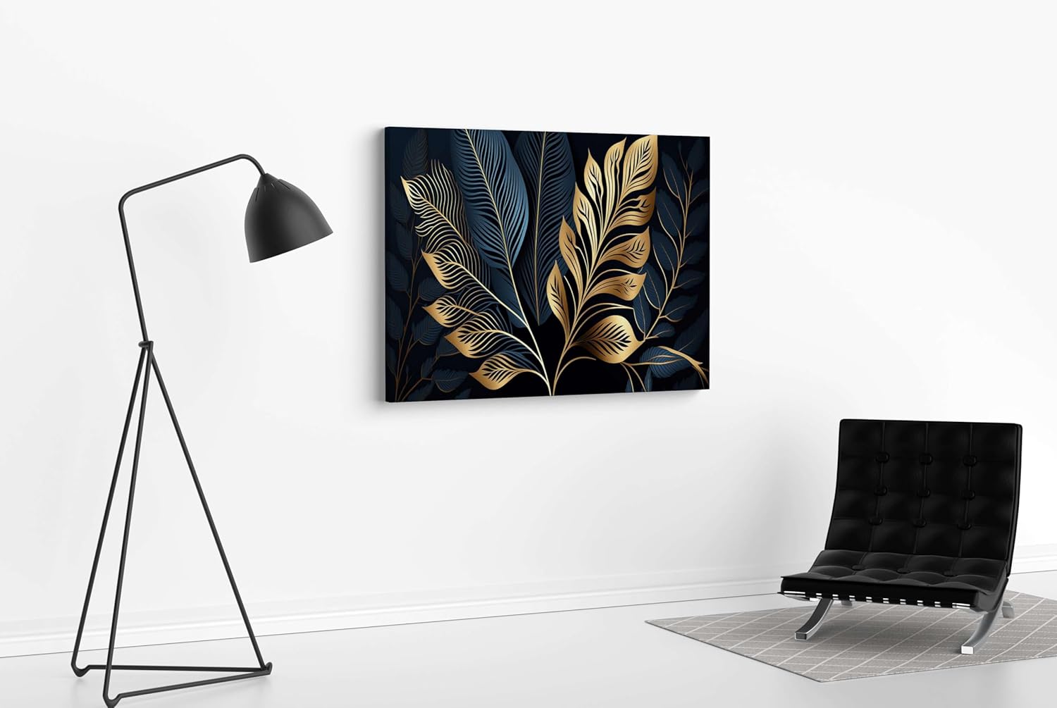 Golden Leaf Wall Art – Modern Canvas Painting for Living Room, Bedroom & Office & Hotels (22 inch x 16 inch CH-FLW-LDP22)