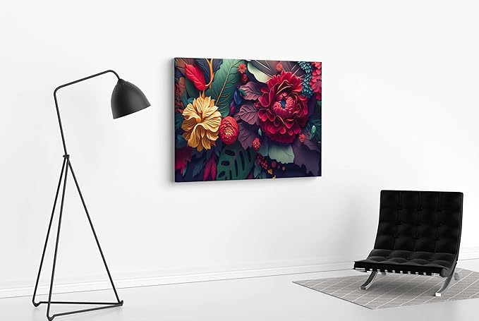 Colorful Floral Wall Art – Modern Canvas Painting for Living Room, Bedroom & Office & Hotels (22 inch x 16 inch CH-FLW-LDP50)
