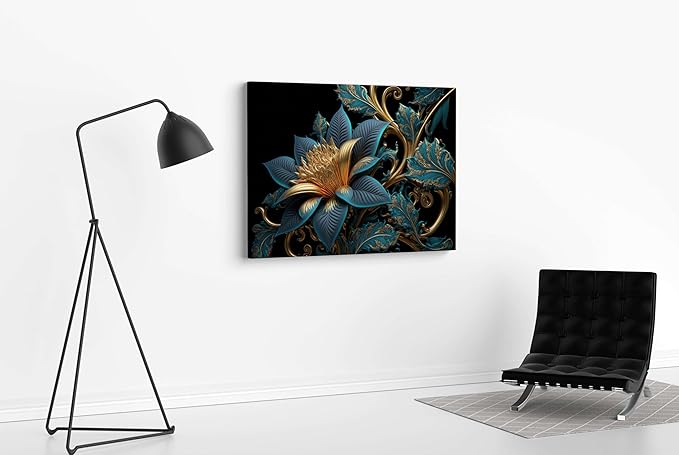 Golden Leaf Wall Art – Modern Canvas Painting for Living Room, Bedroom & Office & Hotels (22 inch x 16 inch CH-FLW-LDP31)