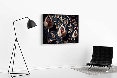 Golden Tulip Floral Wall Art – Luxury Canvas Painting for Living Room, Bedroom & Office Décor (22 inch x 16 inch CH-FLW-LDP7)