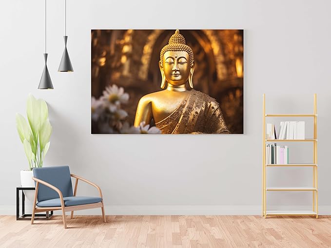 Buddha Paintings For Wall Decoration With Frame Canvas Painting For Living Room bedroom Home Office & Hotels (22 inch x 16 inch CH-BD-LDP12)