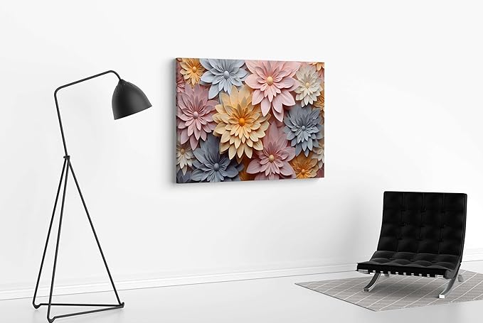 3D Floral Wall Art Painting for Living Room – Modern Home Décor Canvas