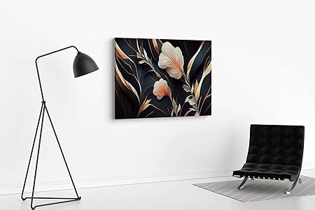 Elegant Floral Wall Art – Luxury Golden Canvas Painting for Living Room, Bedroom & Office Décor (22 inch x 16 inch CH-FLW-LDP72)