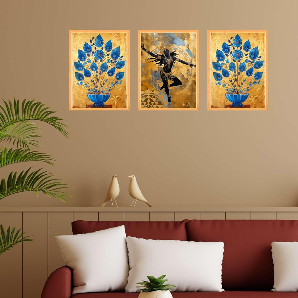 Set of Three Wall Paintings for Wall Dacoration Large Framed Wall Paintings for Living Room & Bedroom Wall Art for Home Decoration & Office Wall Décor (18x12 inch CH-WD3-10)