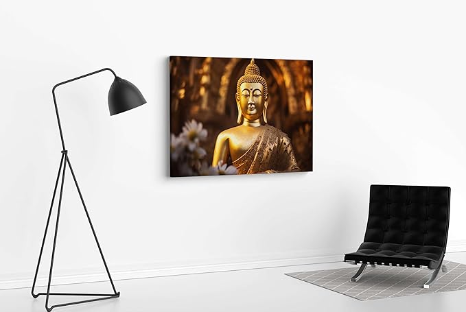Buddha Paintings For Wall Decoration With Frame Canvas Painting For Living Room bedroom Home Office & Hotels (22 inch x 16 inch CH-BD-LDP12)