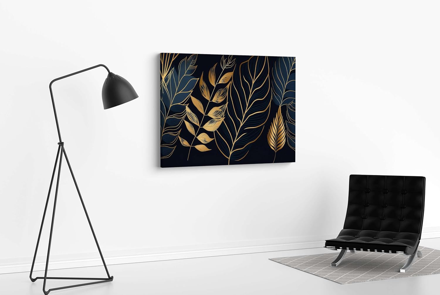 Golden Leaf Wall Art – Modern Canvas Painting for Living Room, Bedroom & Office & Hotels (22 inch x 16 inch CH-FLW-LDP23)