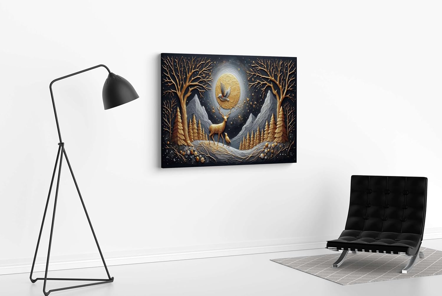 Modern Wall Art Painting – Framed Canvas for Wall Decoration | Nature & Deer Design for Living Room, Bedroom, Home, Office & Hotels (22 x 16 Inch, CH-MA-LDP7