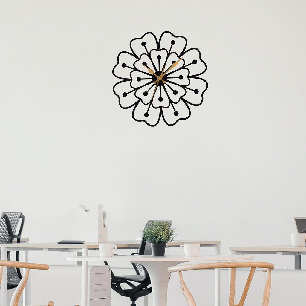 Flower Design Metal Wall Clock 39 cm – Decorative Modern Wall Clock for Living Room, Bedroom & Office