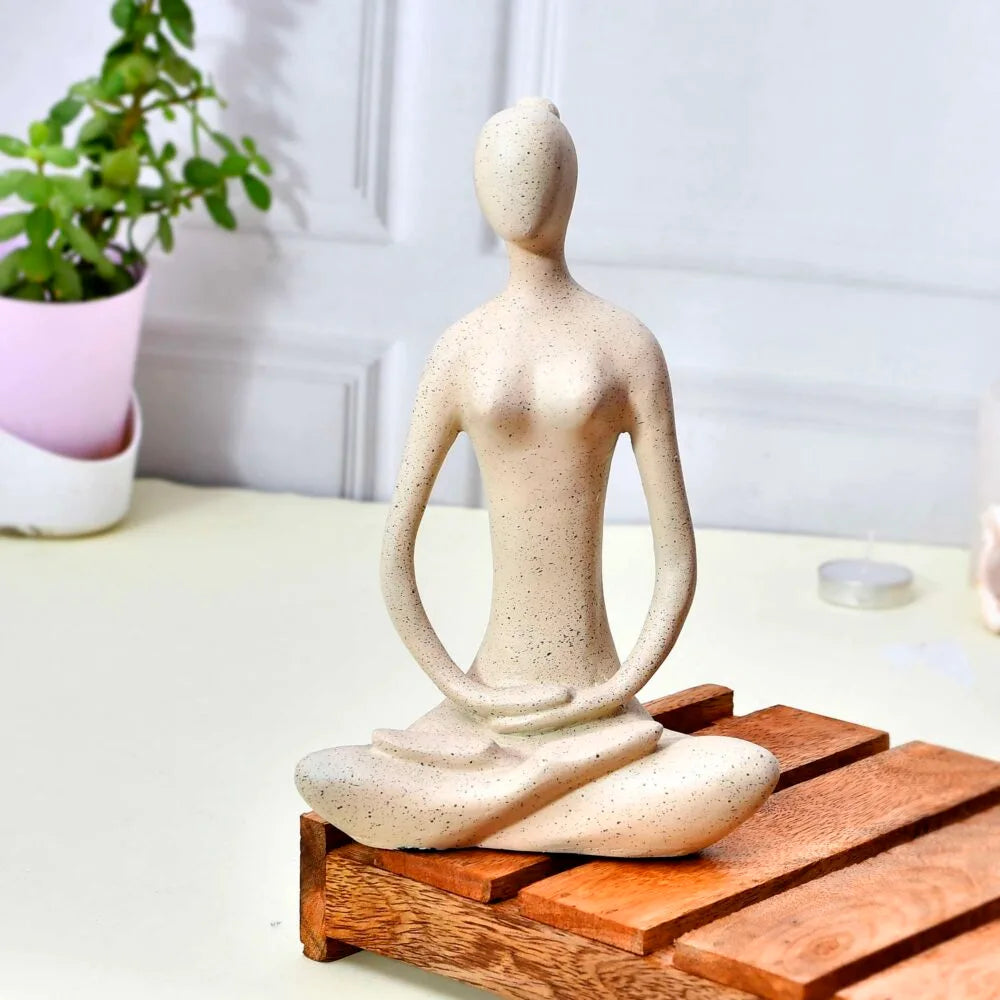 Modern Beige Figurine Shaped Solid Minimalistic Ceramic Figure Showpiece |for Home Decor | Center Table Decorative Item for Living Room, Dining Table, Office, Bedroom | Pack of 1