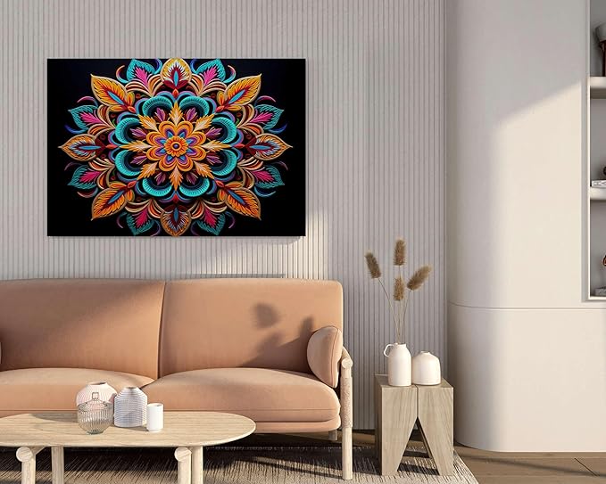 Colorful Mandala Wall Art Painting – Vibrant Canvas for Living Room & Home Décor