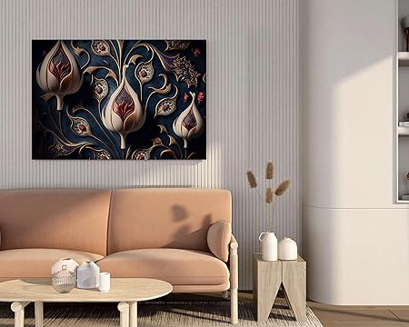 Golden Tulip Floral Wall Art – Luxury Canvas Painting for Living Room, Bedroom & Office Décor (22 inch x 16 inch CH-FLW-LDP7)